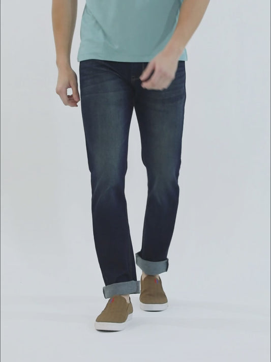 Denim Jeans for Men l Breathable & Soft with Color Fastness Ultra Narrow Fit Cotton Fabric Solid Pattern Button Closure