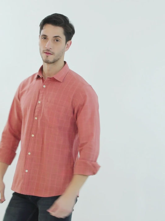Casual Shirt for Men | Breathable & Soft with Color Fastness Regular Fit Spread Collar Neck Cotton Fabric Checkered Pattern