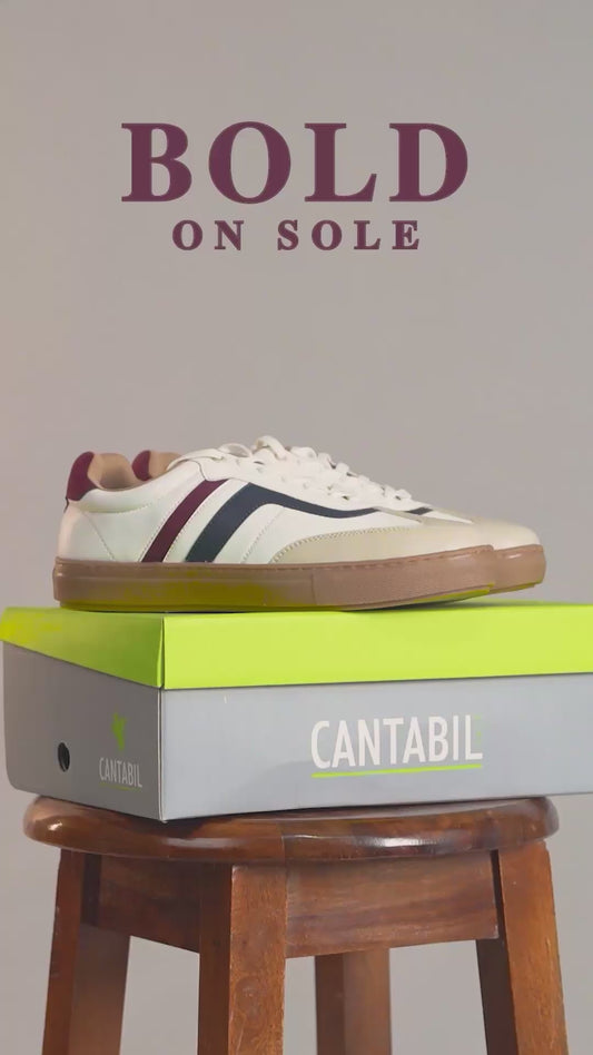 Men's White & Beige Colorblock Casual Sneakers