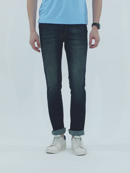 Denim Jeans for Men l Breathable & Soft with Color Fastness Ultra Narrow Fit Cotton Fabric Solid Pattern Button Closure