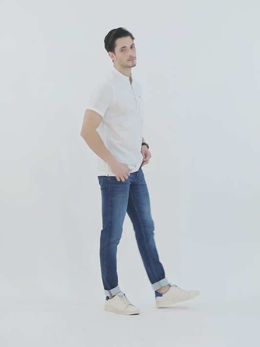 Men's White Casual Plain Half sleeve Shirt Kurta