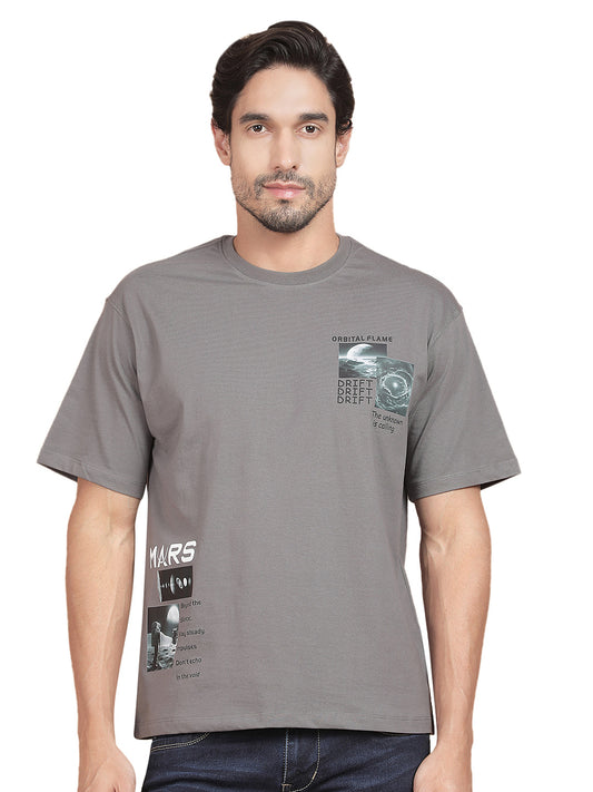 T-Shirt for Men | Breathable & Soft with Color Fastness Regular Fit Round Neck Poly Cotton Fabric Printed Pattern