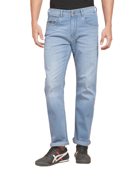 Denim Jeans for Men l Breathable & Soft with Color Fastness Straight Fit Polycotton Fabric Solid Pattern