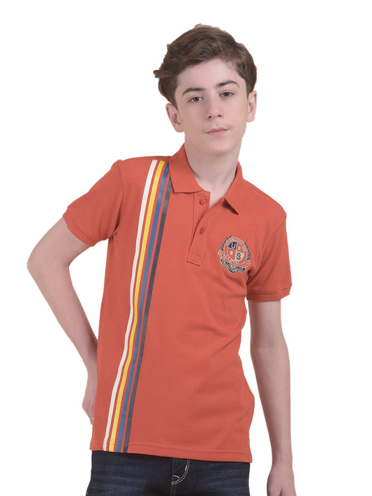 Casual T-Shirt for Boys l Breathable & Soft with Color Fastness Regular Fit Polo Neck Polycotton Fabric Printed Pattern