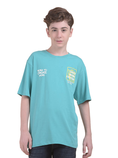 Casual T-Shirt for Boys l Breathable & Soft with Color Fastness Regular Fit Round Neck Polycotton Fabric Printed Pattern