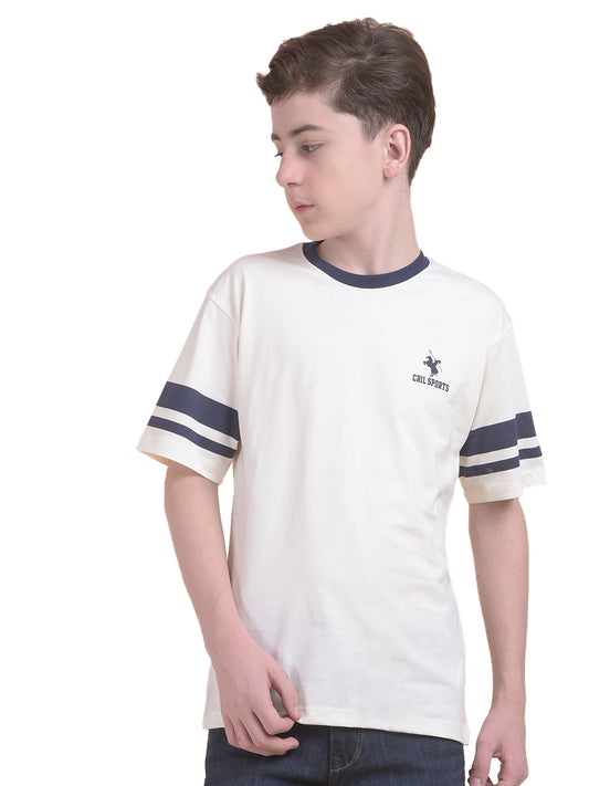 Casual T-Shirt for Boys l Breathable & Soft with Color Fastness Regular Fit Round Neck Polycotton Fabric Printed Pattern