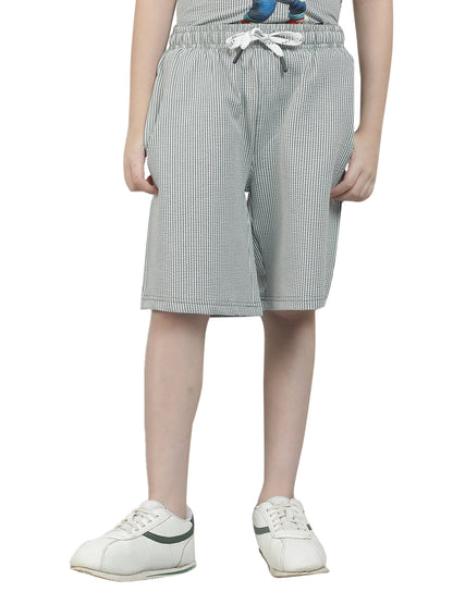 Casual Bermuda for Boys l Breathable & Soft with Color Fastness Regular Fit Poly Cotton Fabric Drawstring Closure Striped Pattern