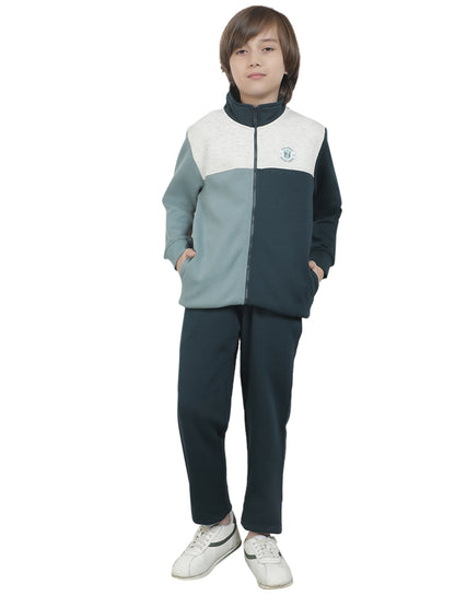 Track Suit for Kids (Boy)| Winter Wear Mock Collar with Full Zipper Upper Fleece Fabric ColourBlock Pattern