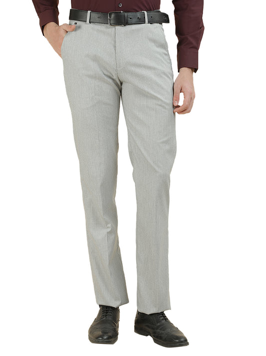 Formal Trouser for Men | Breathable & Soft with Color Fastness Regular Fit Cotton Blend Fabric Checkered Pattern Hook & Bar Closure
