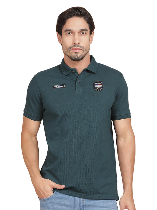 T-Shirt for Men | Breathable & Soft with Color Fastness Regular Fit Polo Neck Poly Cotton Fabric Solid Pattern