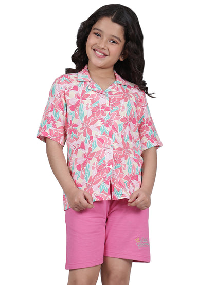 Girls Printed Pink Casual Top