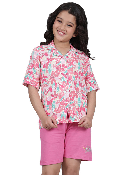 Girls Printed Pink Casual Top