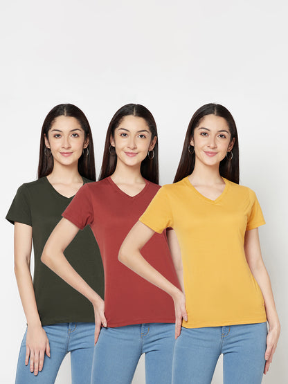 Cantabil Women's Pack of 3 T-Shirts (6829012975755)