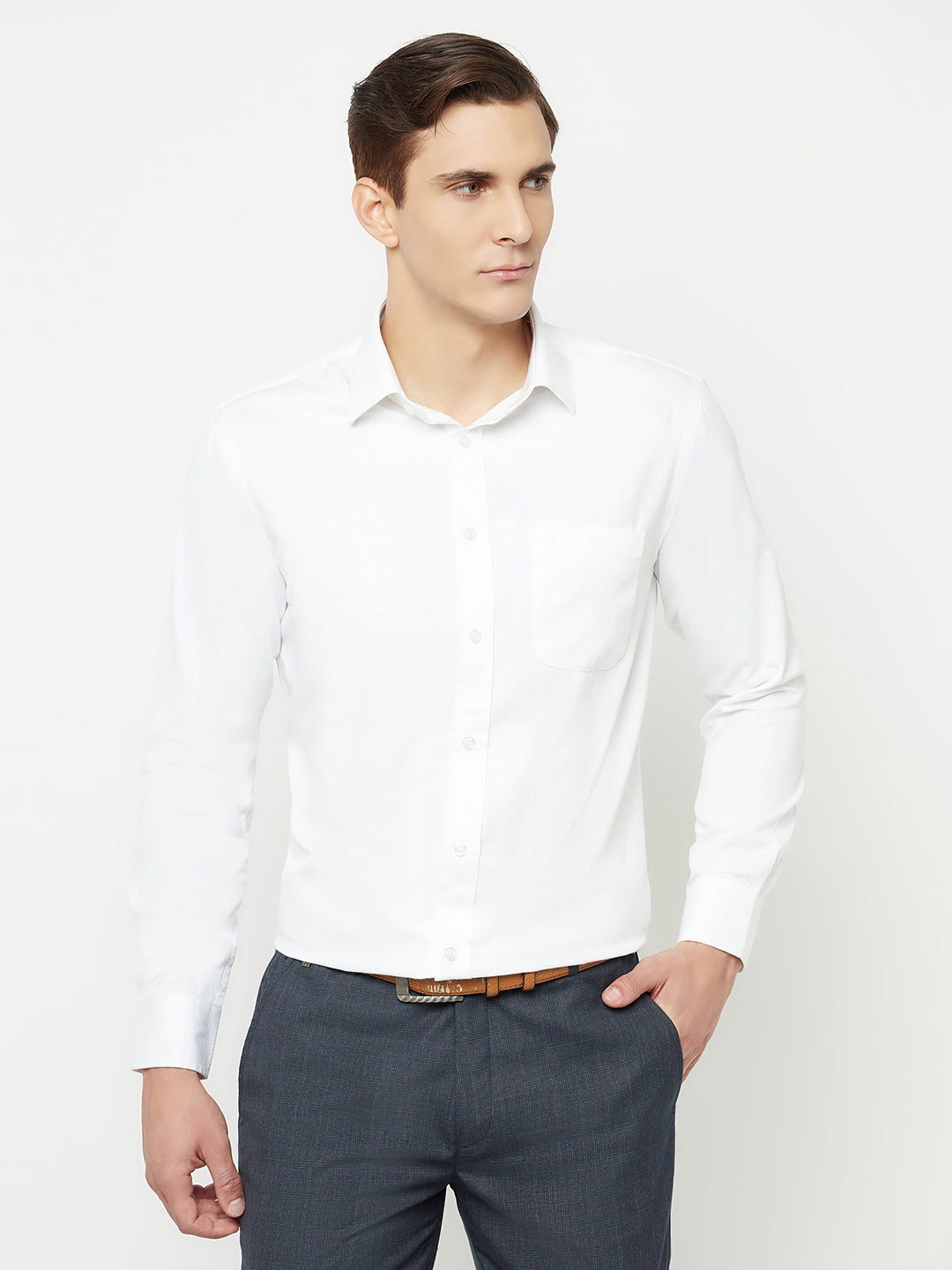 Cantabil Men's White Formal Shirt (6827043258507)