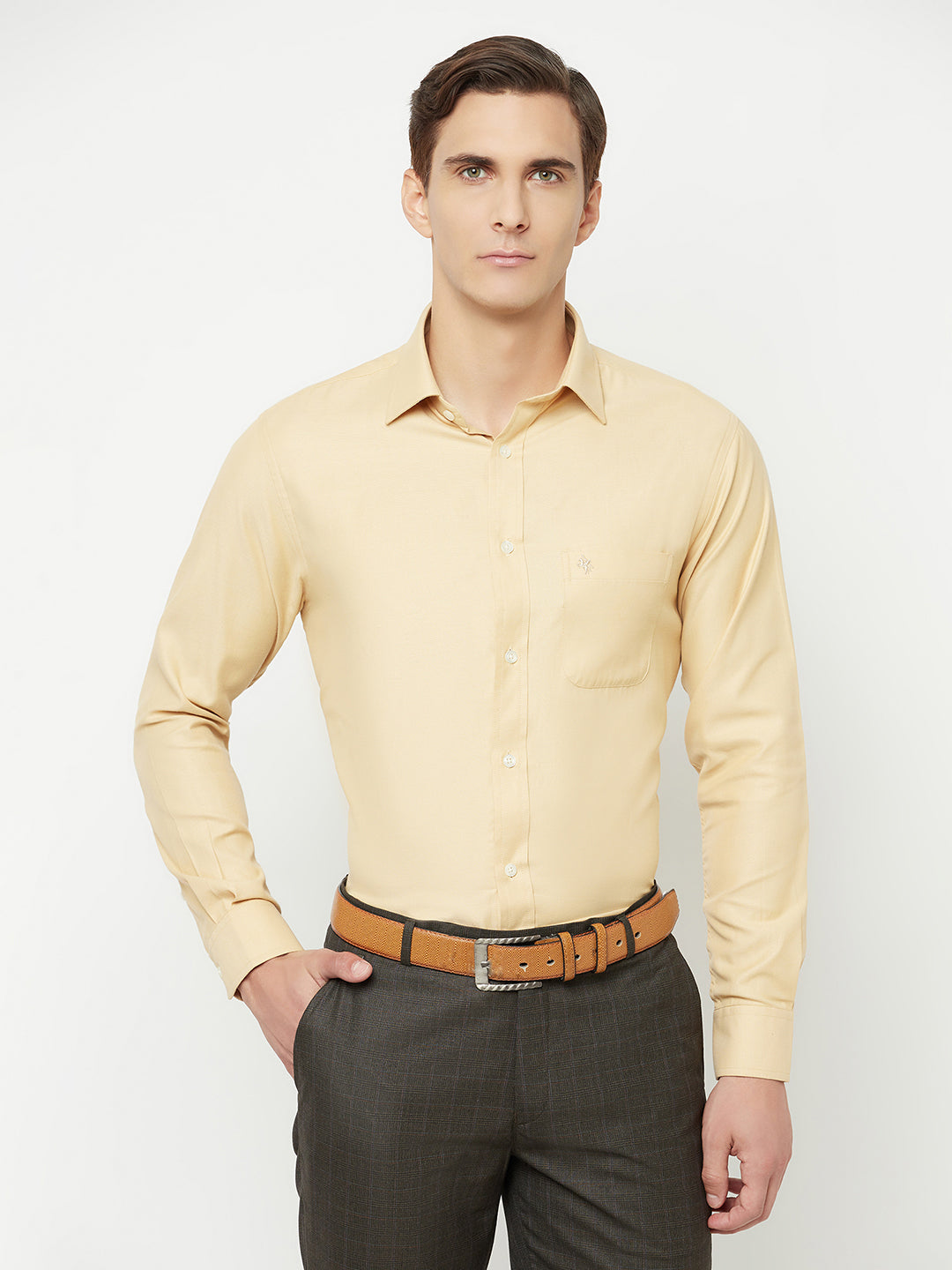 Cantabil Men's Khaki Formal Shirt (6827033559179)