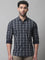 Cantabil Cotton Checkered Navy Blue Full Sleeve Casual Shirt for Men with Pocket (7070323507339)