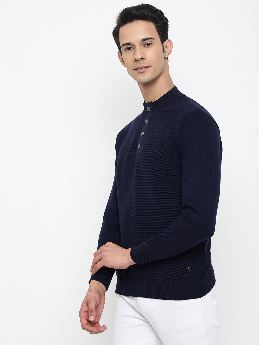 Cantabil Men Navy Blue Sweater (7047812612235)