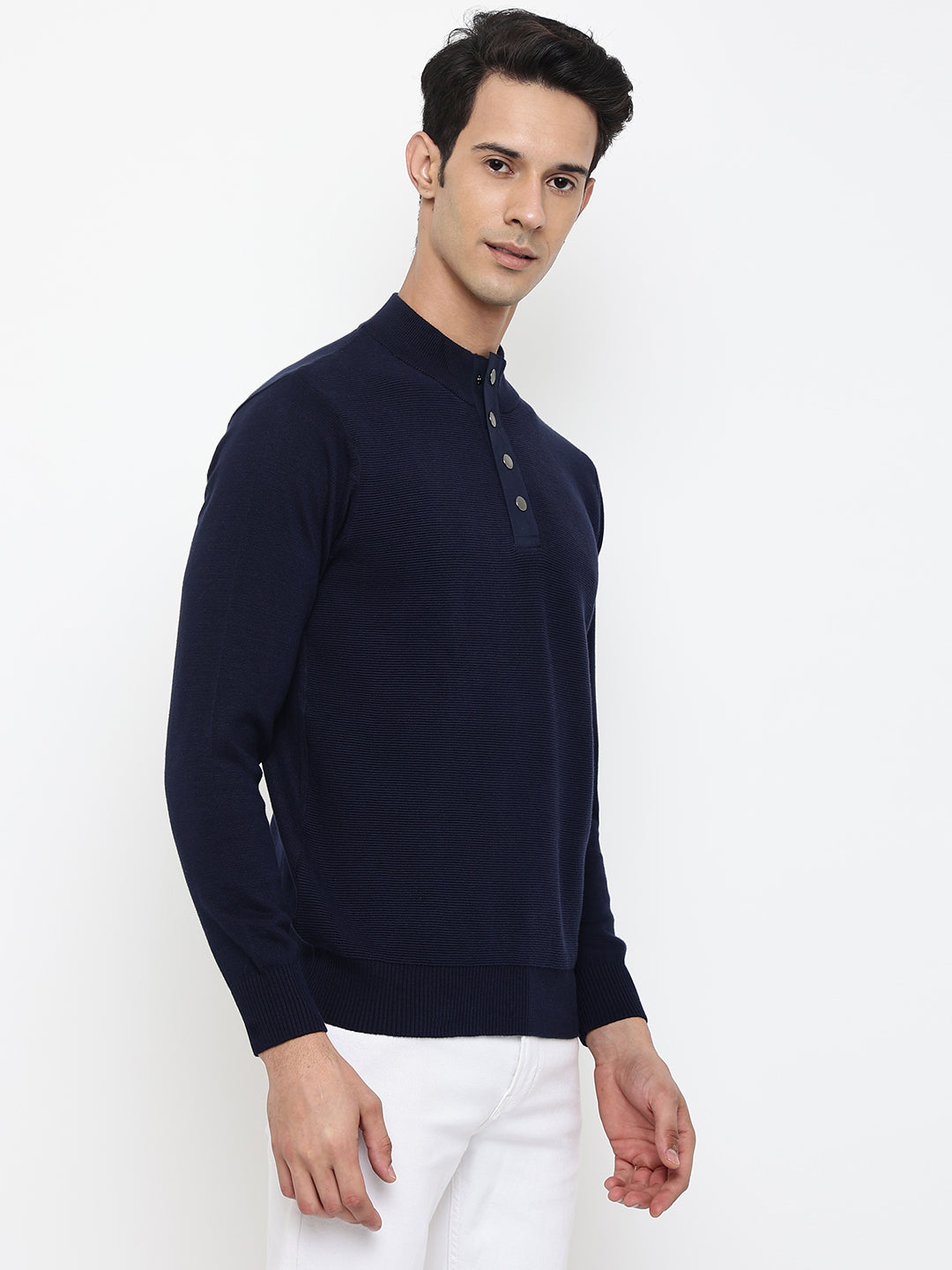 Cantabil Men Navy Blue Sweater (7047812612235)