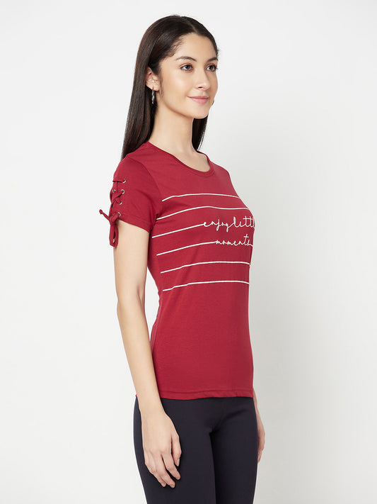 Cantabil Women's Maroon T-Shirts (6822467797131)