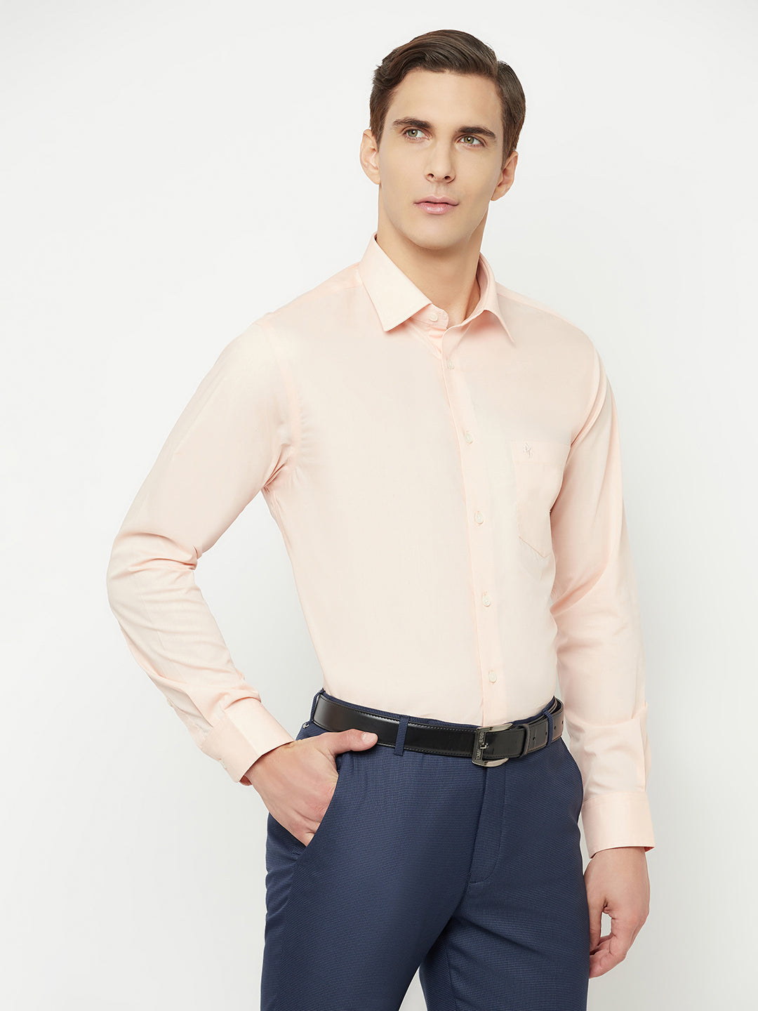 Cantabil Men's Peach Formal Shirt (6826984767627)