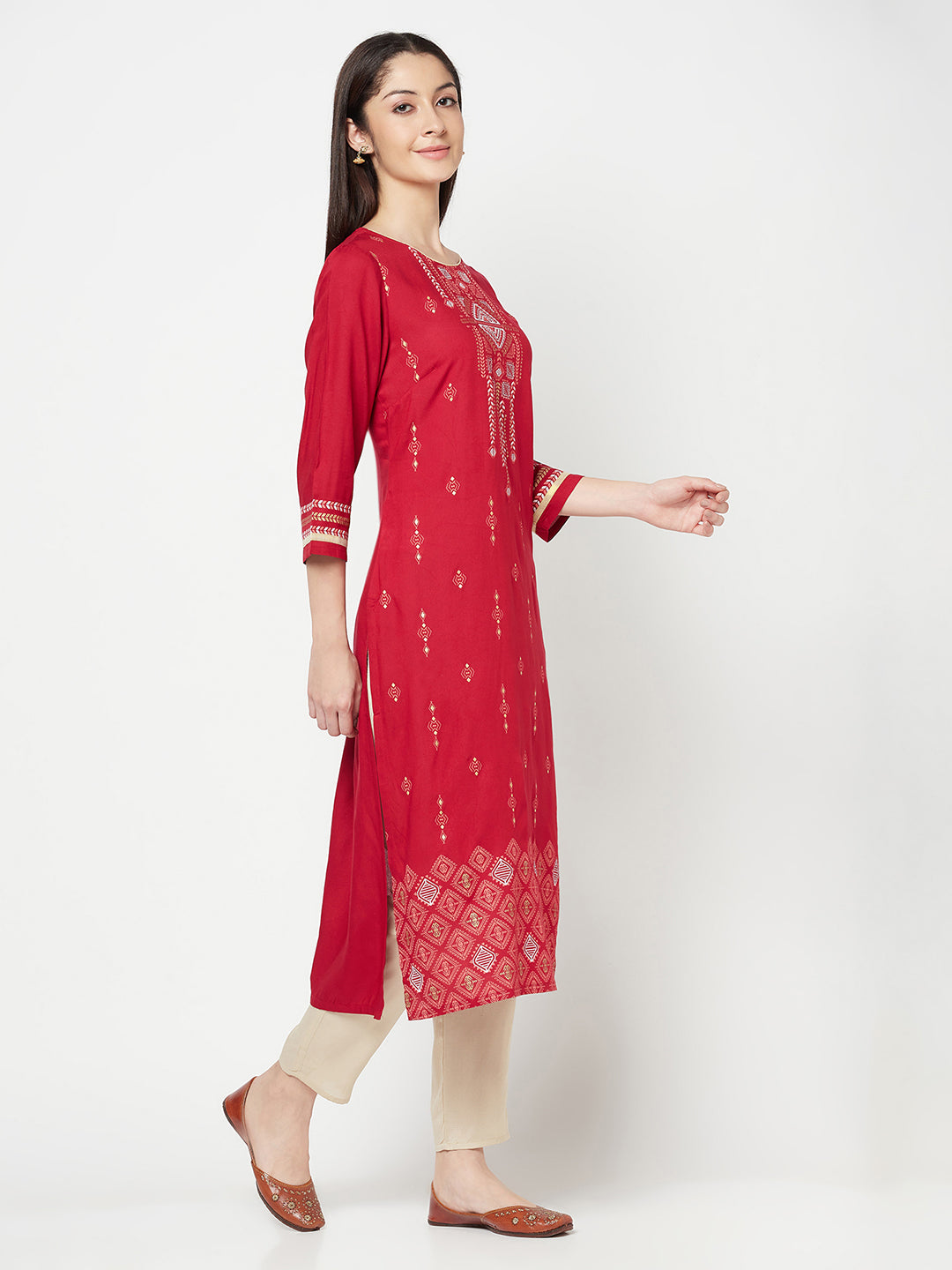 Cantabil Women's Red Kurti (6821934366859)