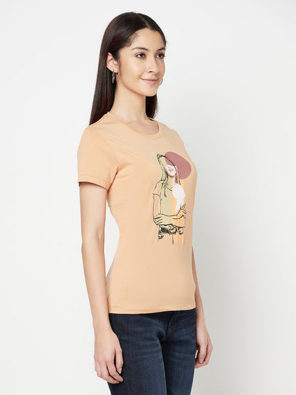 Cantabil Women's Peach T-Shirts (6822476742795)