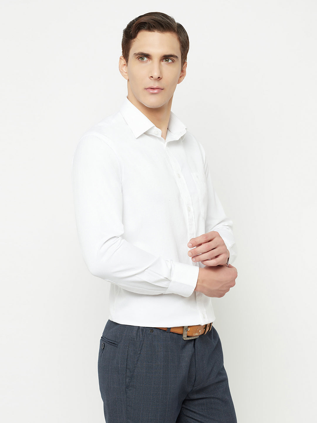 Cantabil Men's White Formal Shirt (6827043258507)