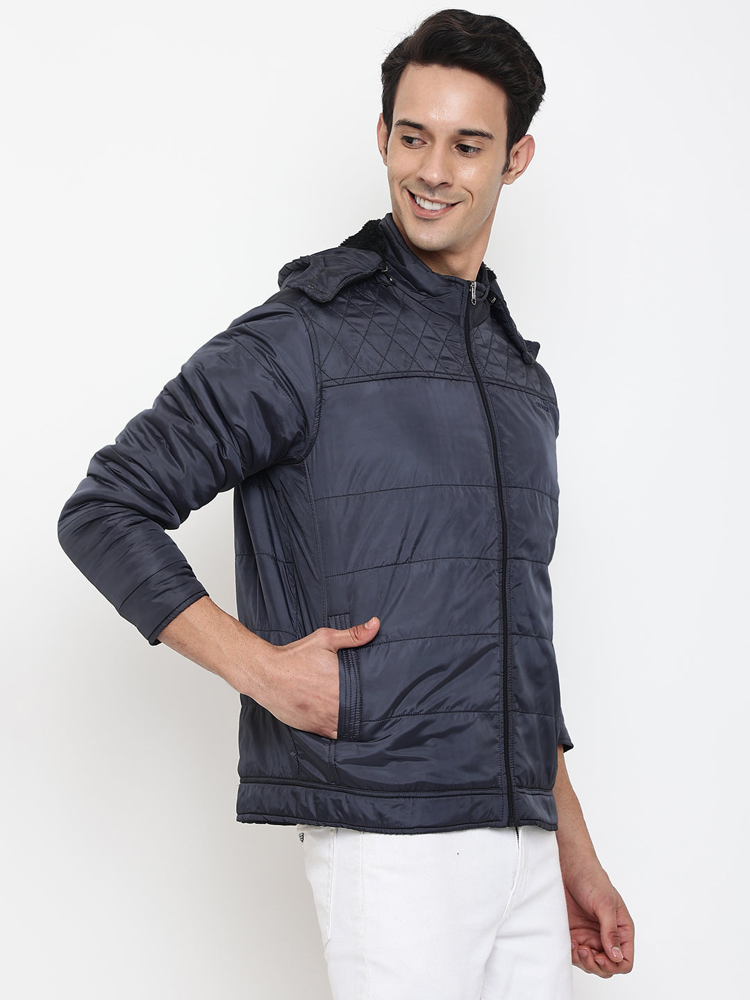 Cantabil Men Navy Blue Jacket (7047825555595)