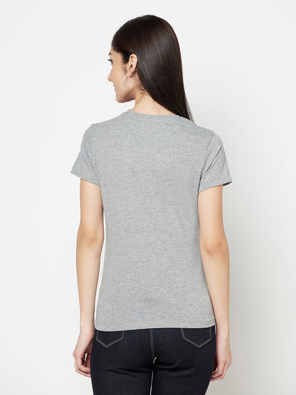 Cantabil Women's Grey Melange T-Shirts (6822453510283)