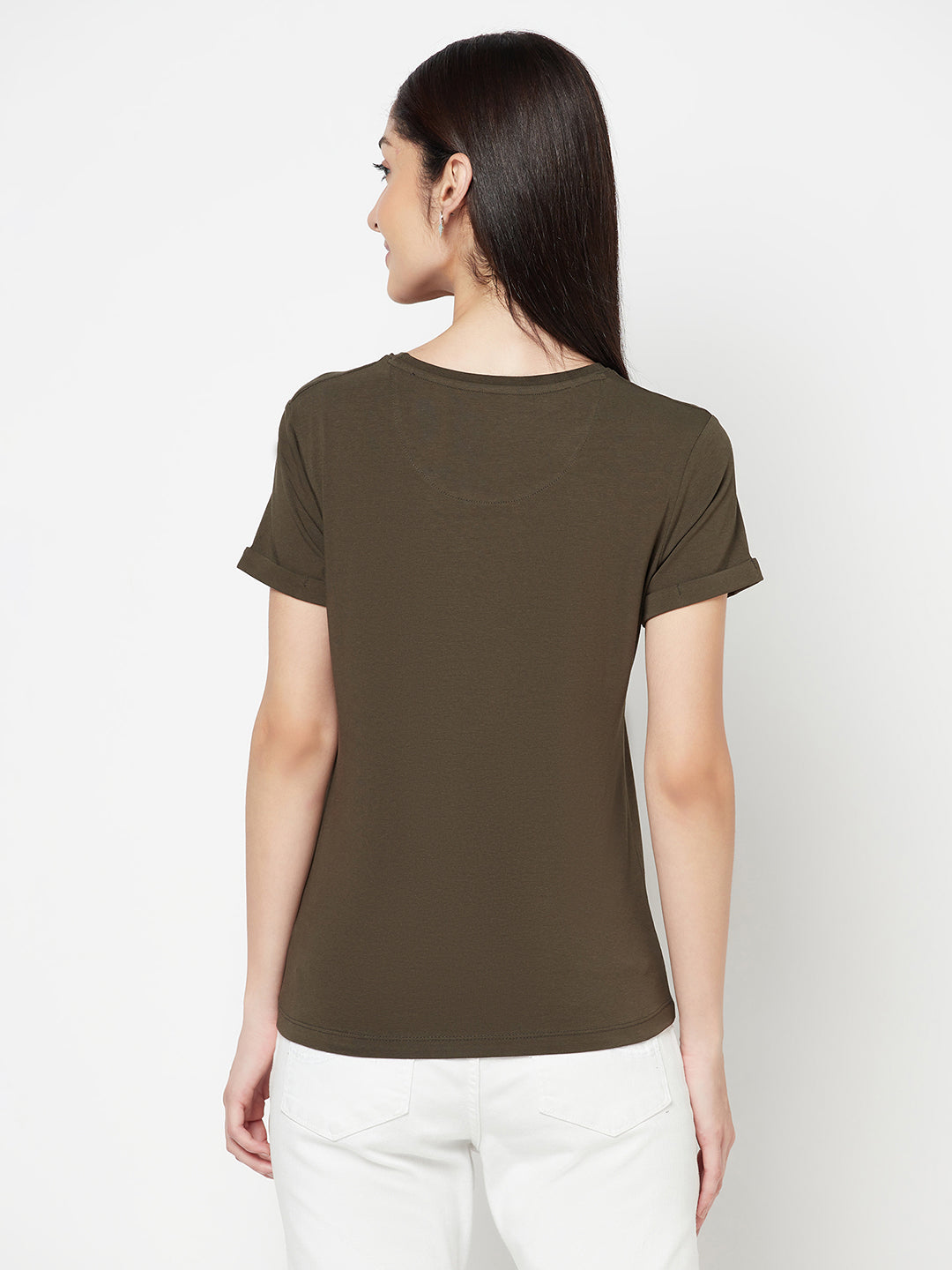 Cantabil Women's Olive T-Shirts (6822436176011)