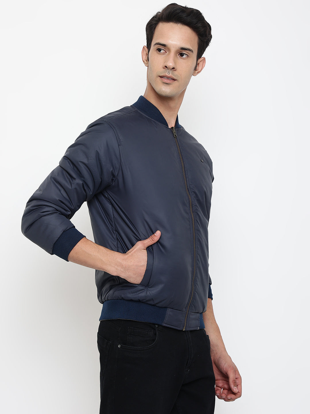 Cantabil Men Navy Blue Jacket (7047840825483)