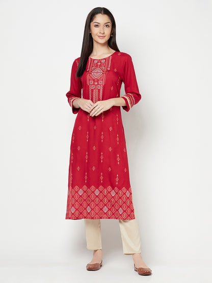 Cantabil Women's Red Kurti (6821934366859)