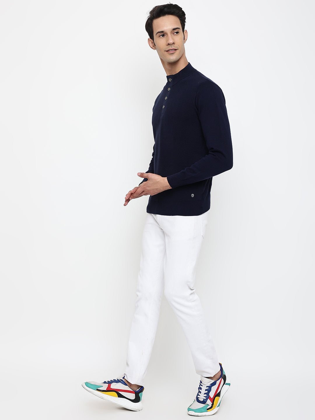 Cantabil Men Navy Blue Sweater (7047812612235)