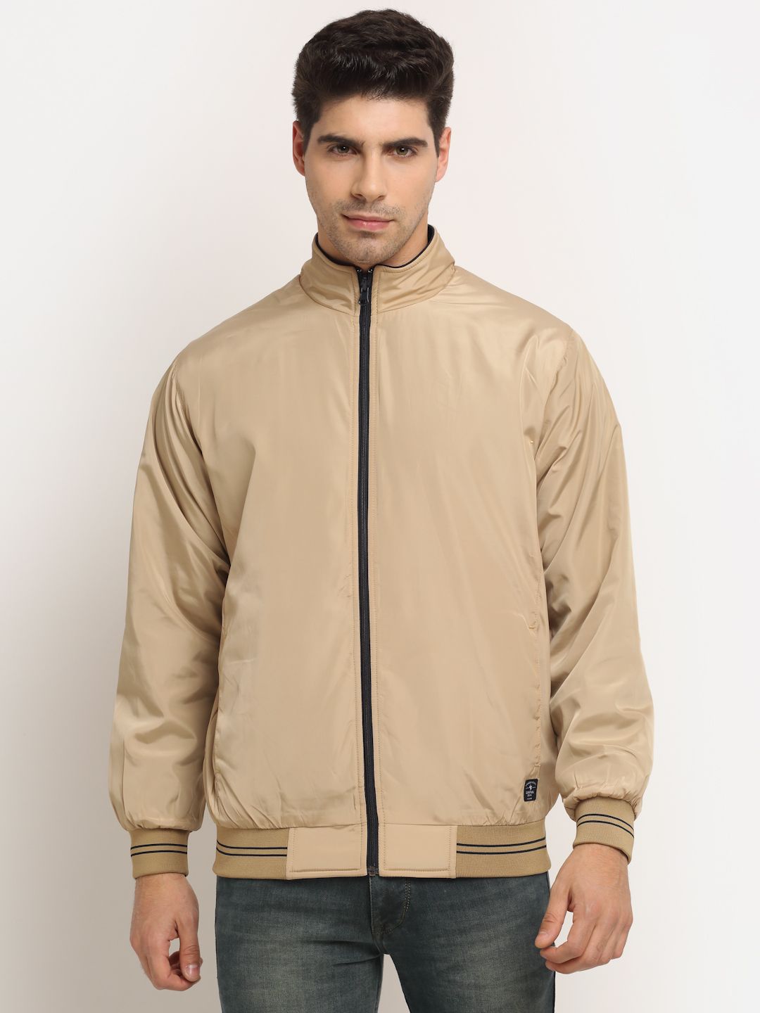 Cantabil Beige & Navy Blue Men's Reversible Jacket (6691248111755)