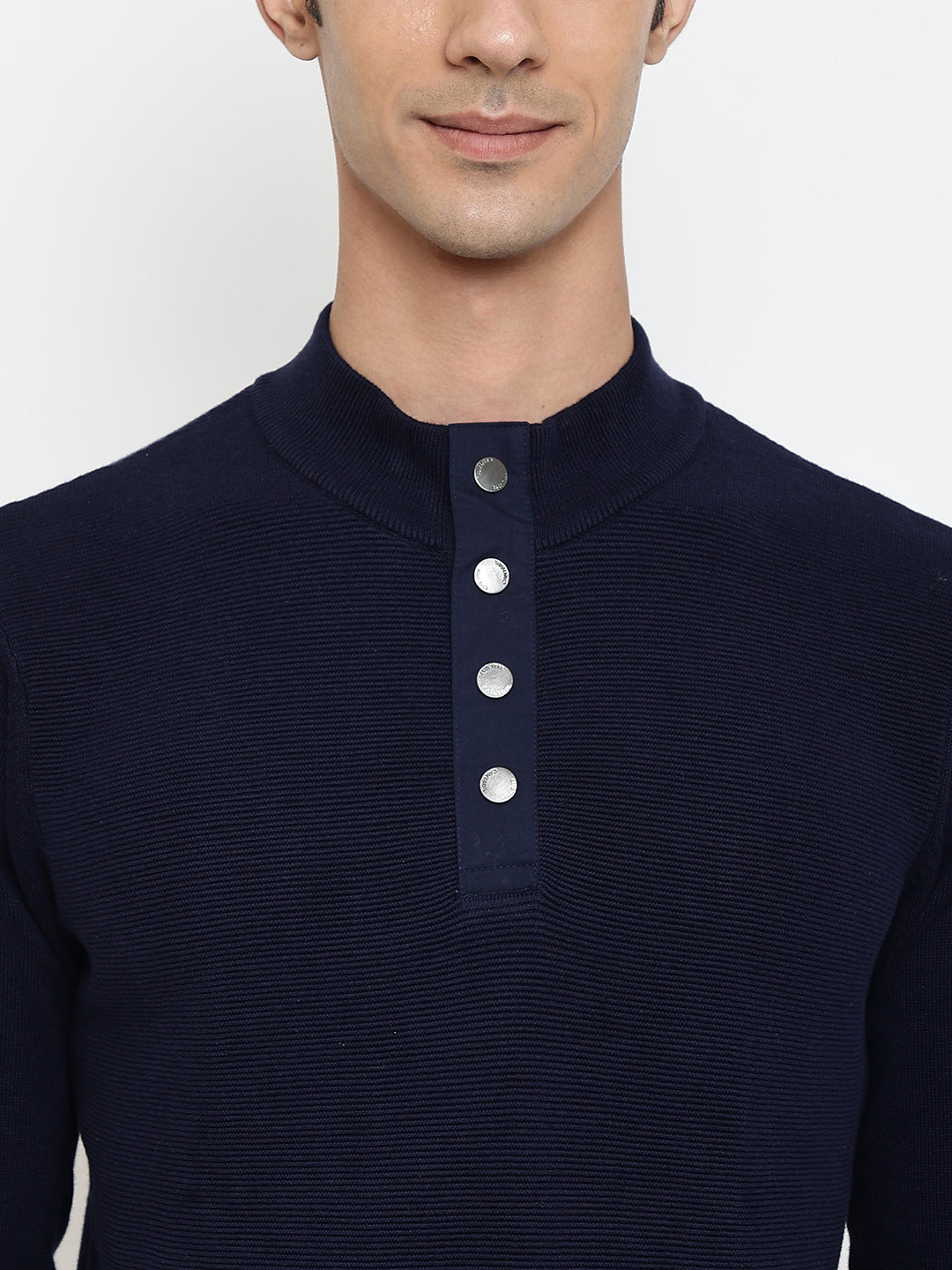 Cantabil Men Navy Blue Sweater (7047812612235)