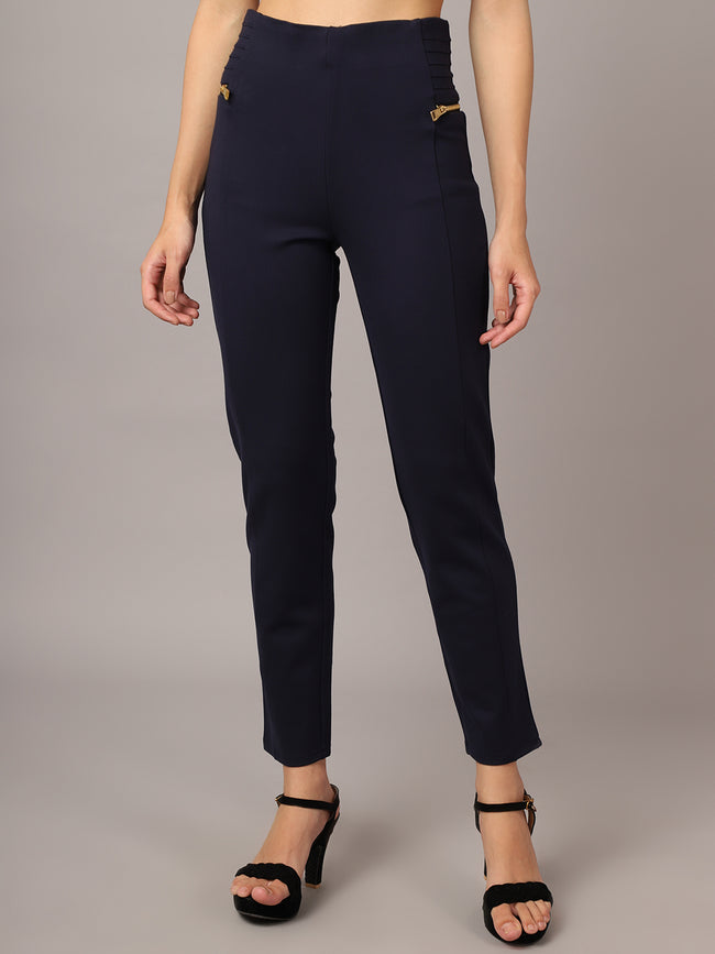 Navy Blue Slim Trousers  Crimsoune Club