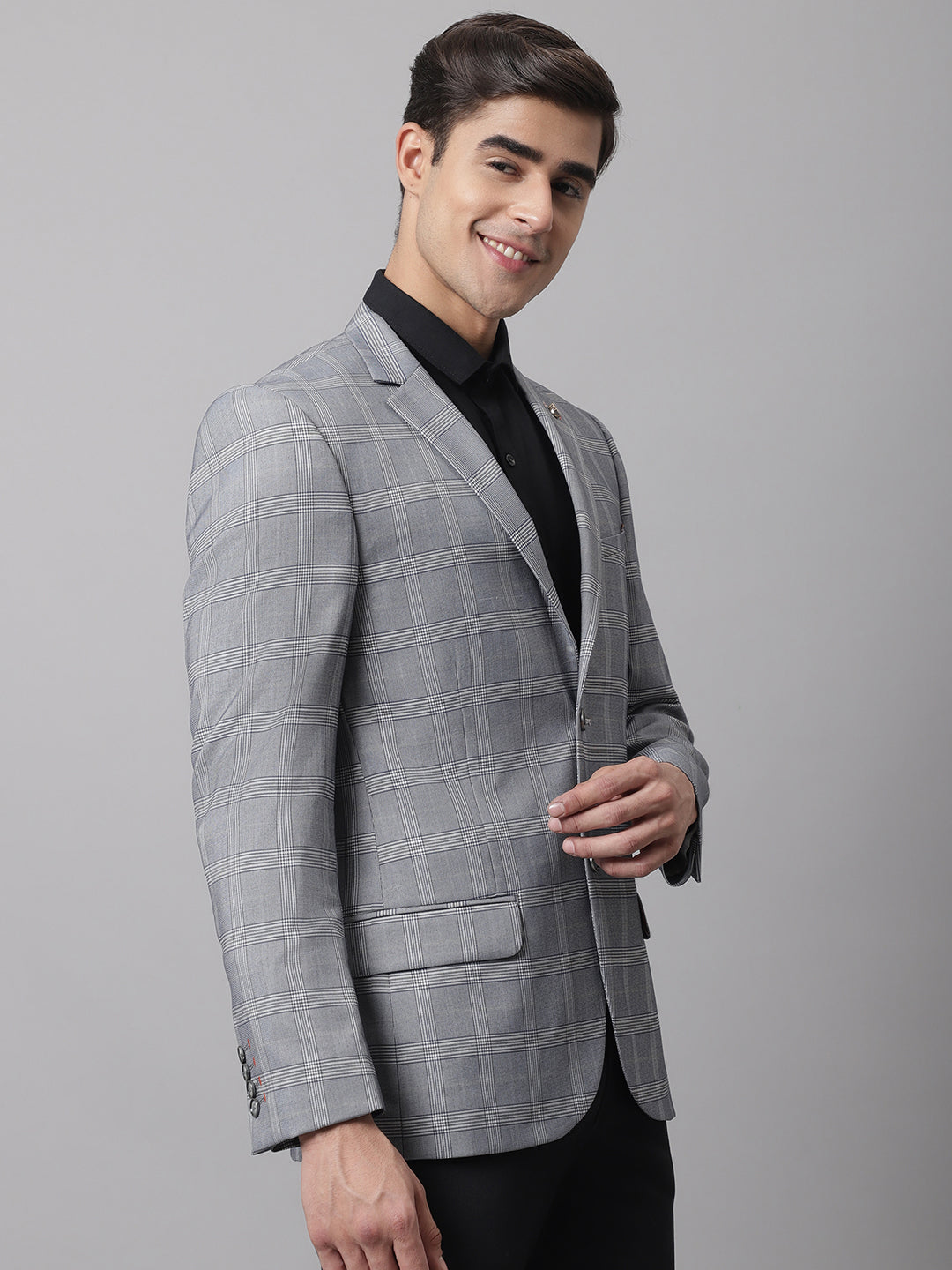 Cantabil Men Light Grey Formal Blazer