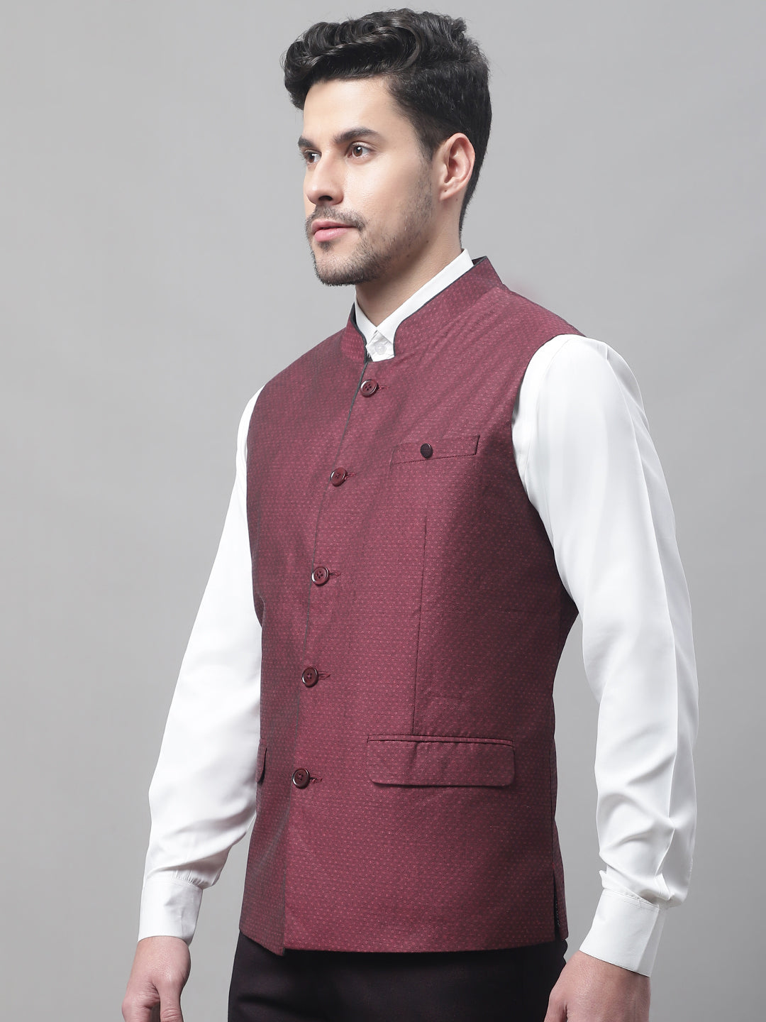 Cantabil Men's Burgundy Waist Coat (7082526703755)