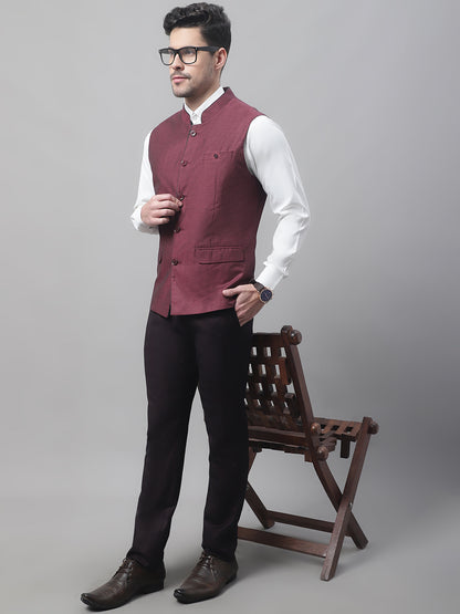 Cantabil Men's Burgundy Waist Coat (7082526703755)