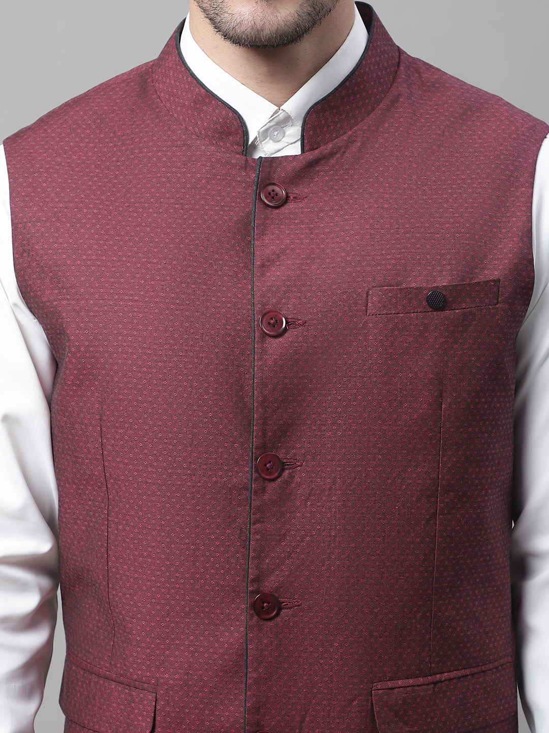 Cantabil Men's Burgundy Waist Coat (7082526703755)