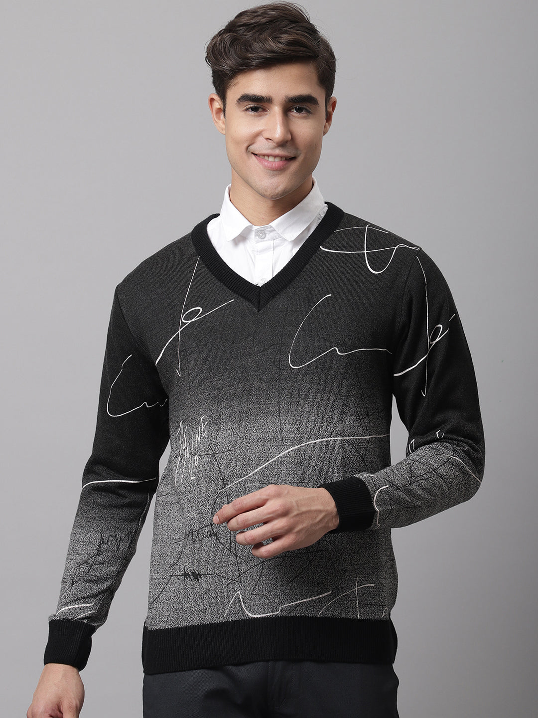 Cantabil Men Grey Mix Sweater (7045795905675)