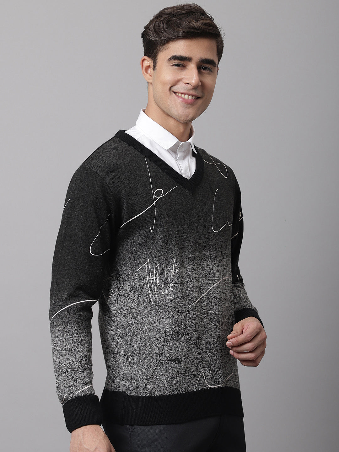 Cantabil Men Grey Mix Sweater (7045795905675)