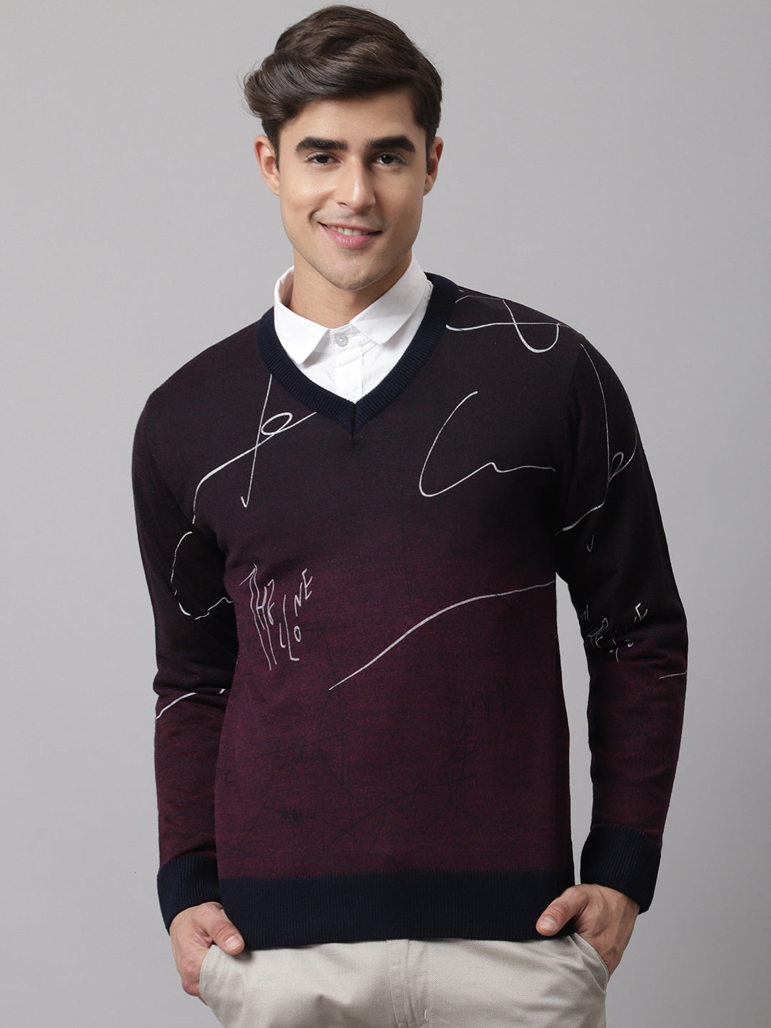 Cantabil Men Maroon Mix Sweater (7045802852491)