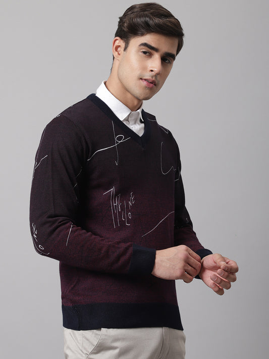 Cantabil Men Maroon Mix Sweater (7045802852491)