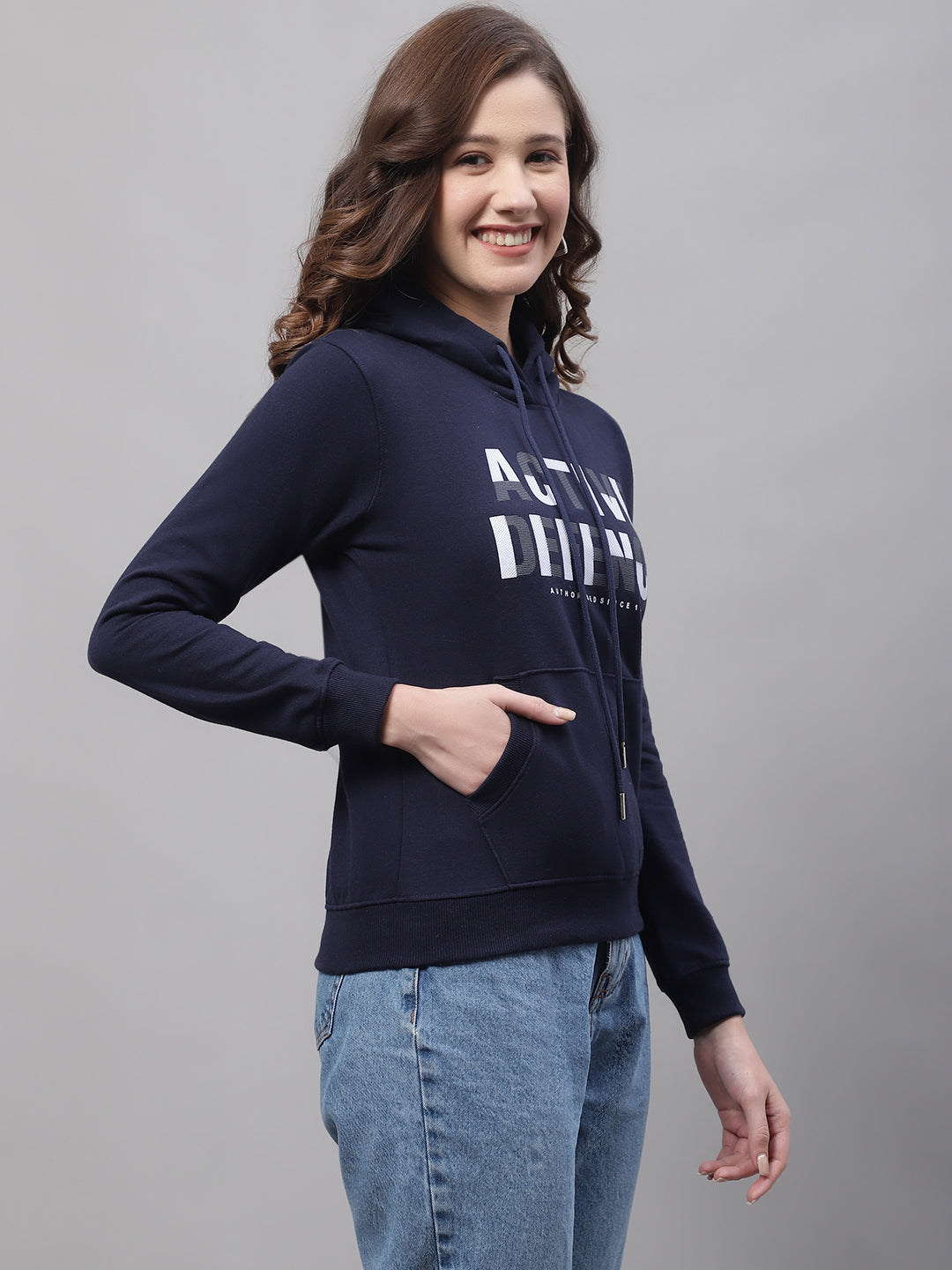 Cantabil Women Navy Sweatshirt (7083925831819)