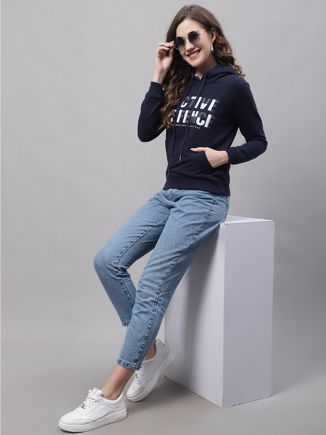 Cantabil Women Navy Sweatshirt (7083925831819)