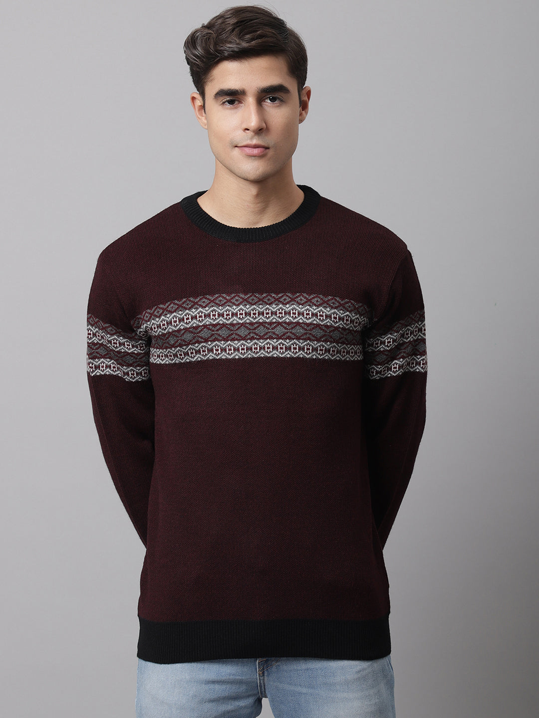 Cantabil Men Maroon Sweater (7045190811787)