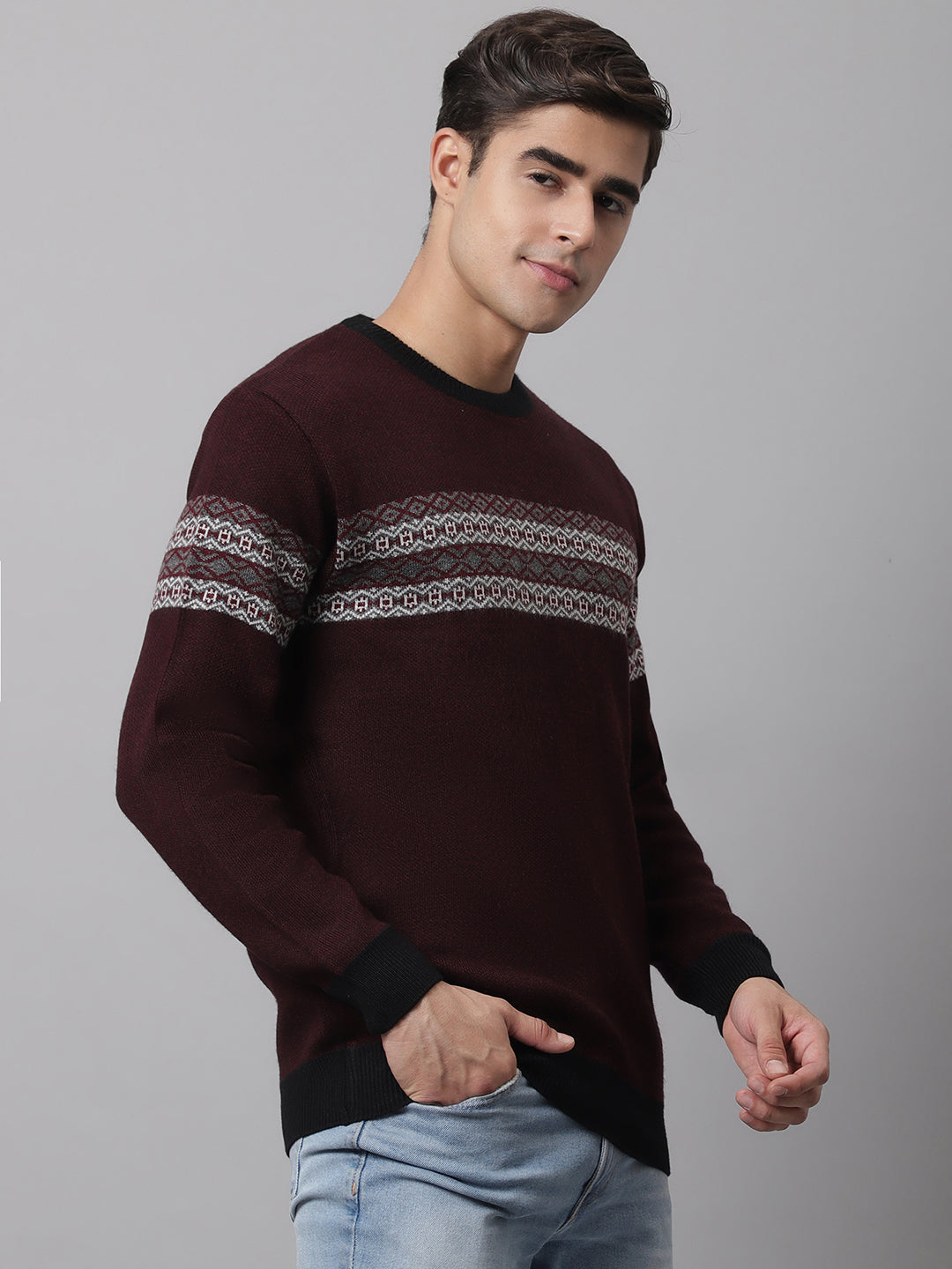 Cantabil Men Maroon Sweater (7045190811787)