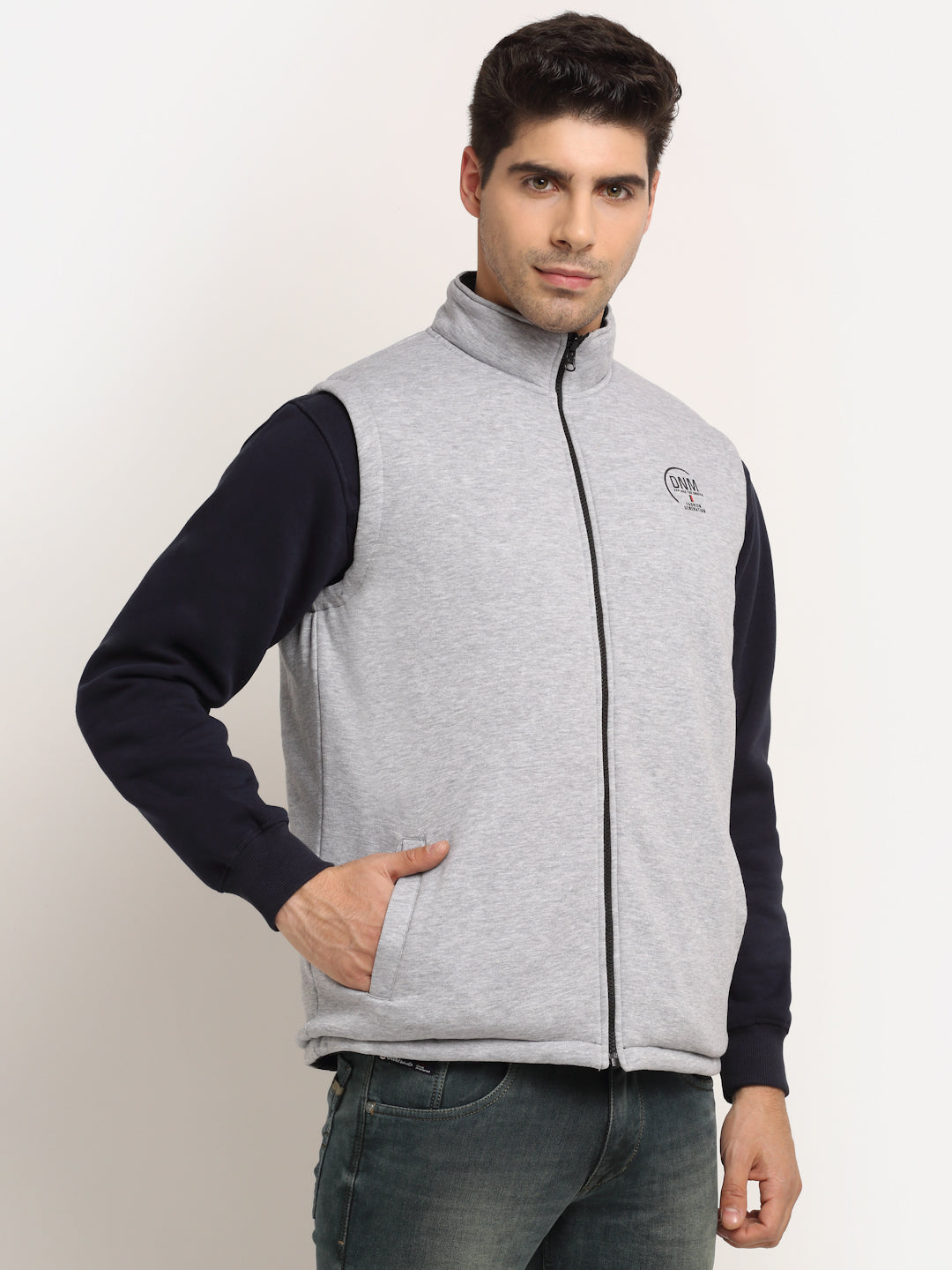 Cantabil Grey Melange & Black Men's Reversible Jacket (6712985944203)