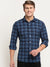 Cantabil Cotton Checkered Navy Blue Full Sleeve Casual Shirt for Men with Pocket (6722459271307)